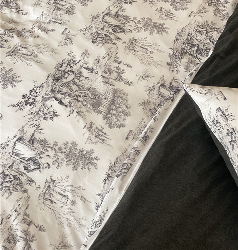 French sfumato style Xinjiang Tianzhu cotton four-piece set Australian cotton pure cotton knitted printed sheets, quilt cover, bedding