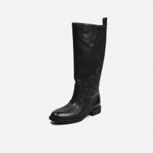 工厂直销 高档轻奢水洗马皮骑士靴时尚气质瘦瘦靴复古长