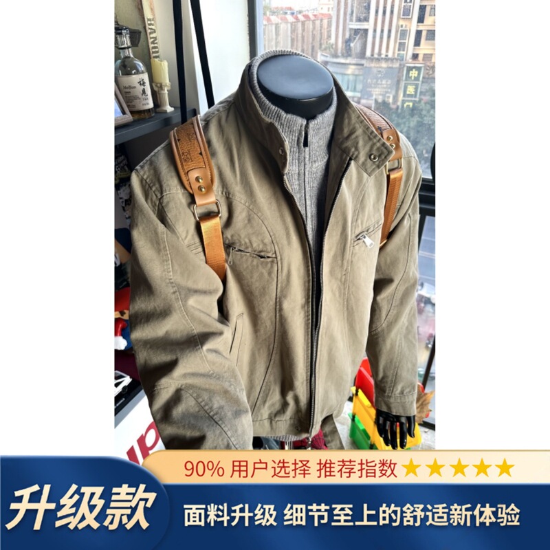 美式短款底特律重磅水洗牛仔夹克男秋季立领cleanfit机车工装外套|undefined
