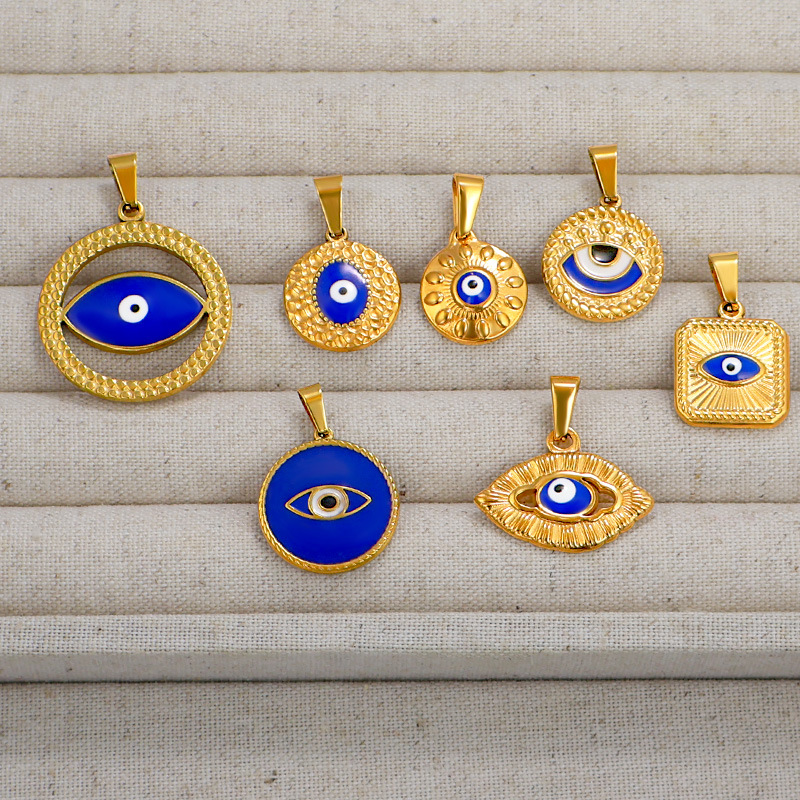 7g Weight Pendant Jewelry Making Type Real Gold Plated Plating Material 1 Piece Quantity Holiday, Daily Occasion 304 Stainless Steel Material Devil's Eye Pattern Unisex Gender Vintage Style, Classic Style Style Waterproof Non Tarnish, Plating Craft Real Gold Plated Devil's Eye 304 Stainless Steel Vintage Style Classic Style Waterproof Non Tarnish 6