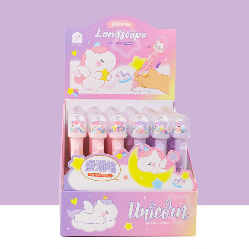 Keqi KK-8205 Ice and Snow Penguin Landscape Pen Presione el bolígrafo de geles ins Bolígrafo de descompresión creativo de alto valor Bolígrafo de agua negra