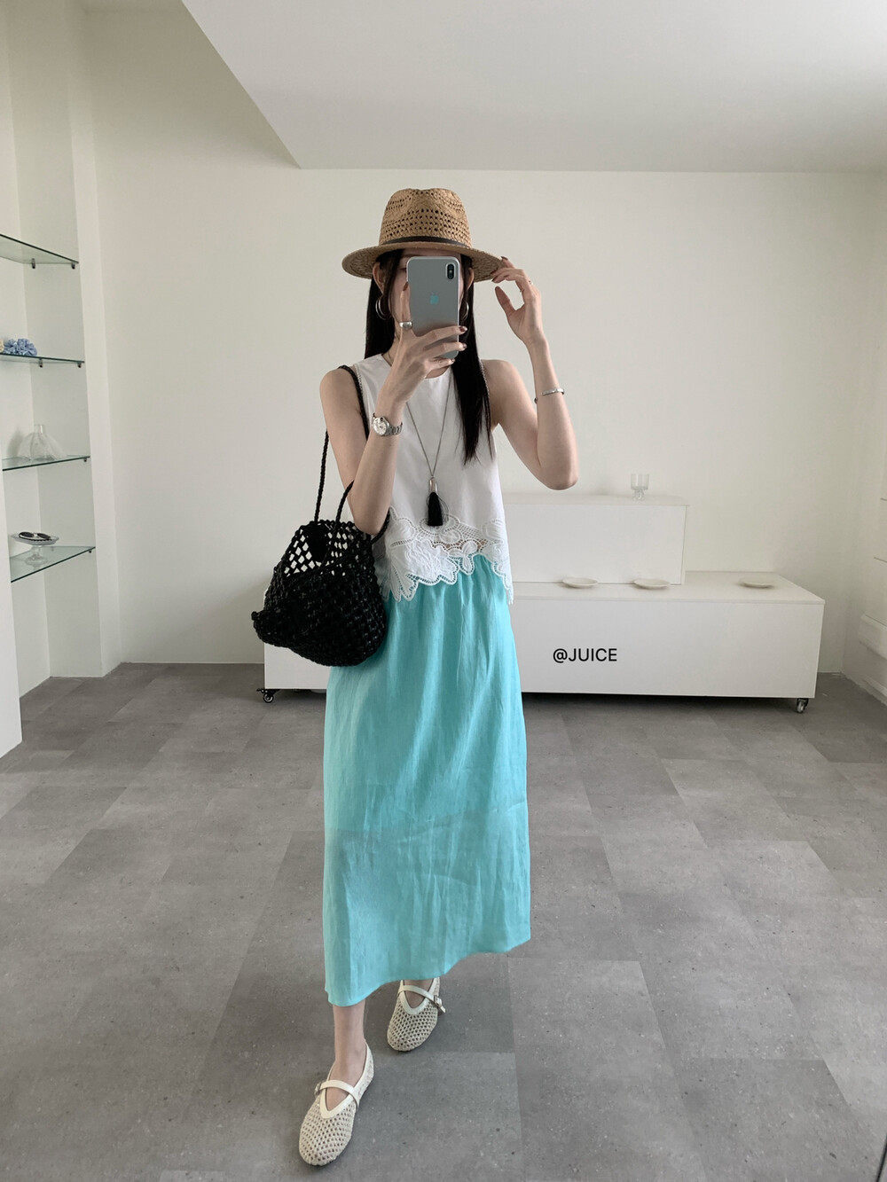 Chân váy linen cạp chun chữ A dáng dài nữ phong cách tối giản — màu đen, Xanh đen, Xanh nước biển, Màu cà phê chi tiết 27
