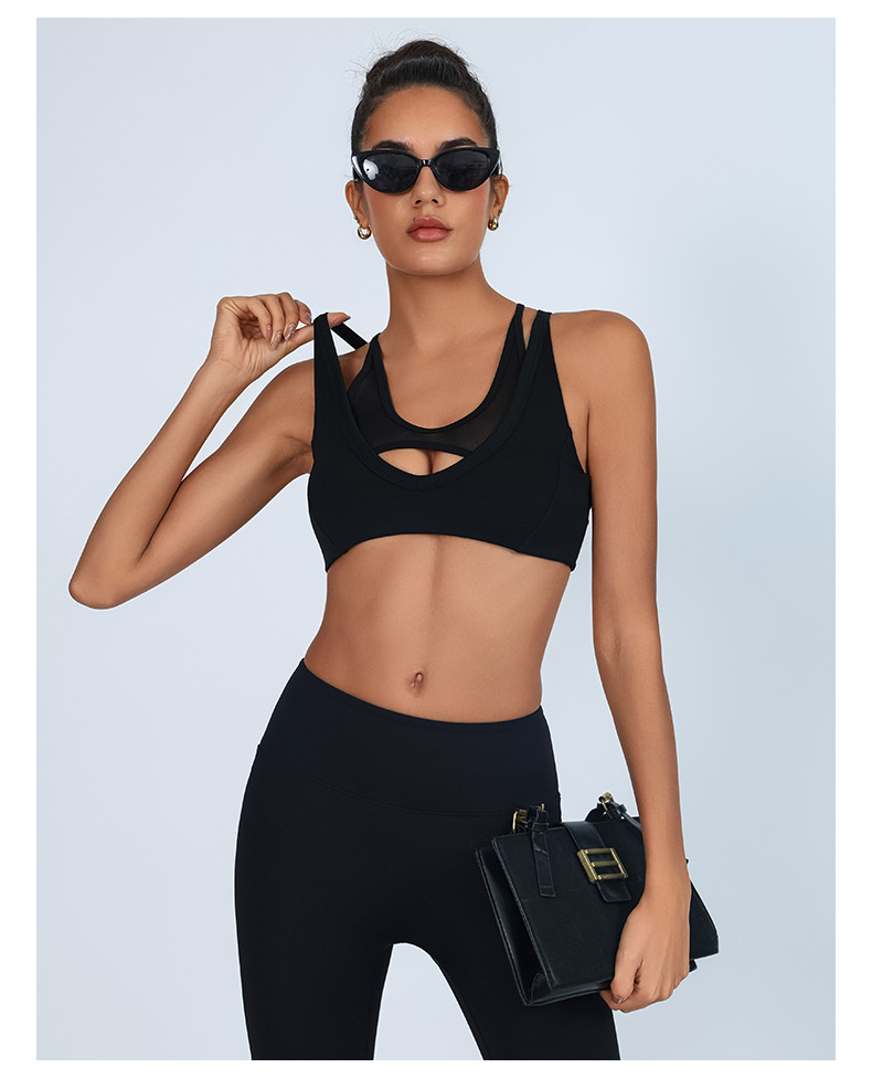 Comercio exterior, Europa y Estados Unidos, ropa interior deportiva de yoga de dos piezas, I-shape, acondicionamiento físico antichoque, sujetadores deportivos de carrera.