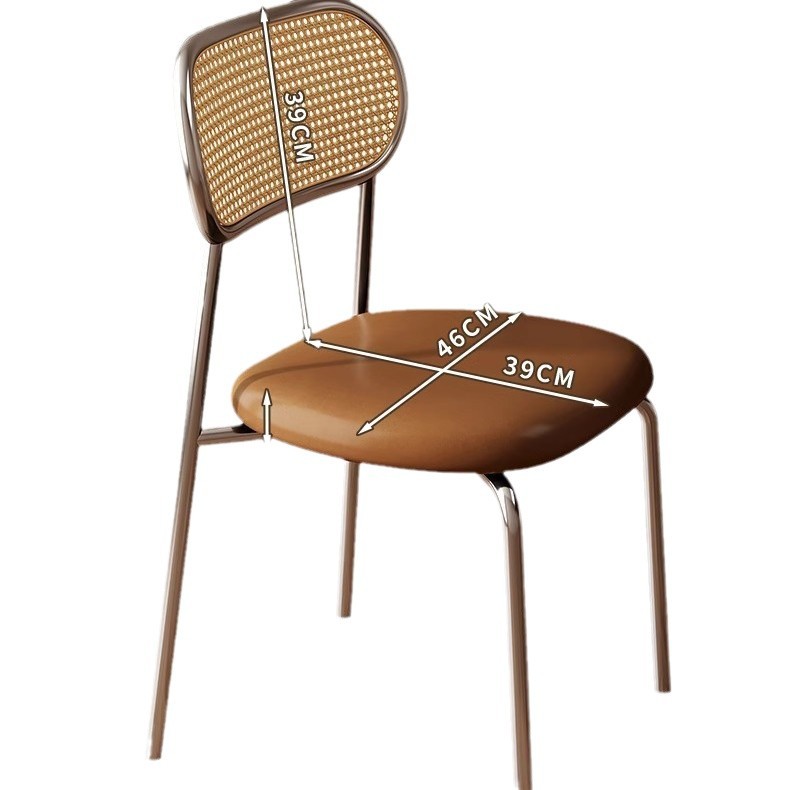 Taburetes caseros respaldados silla de té retro de acero inoxidable silla de comedor silla de comedor medieval silla de caña