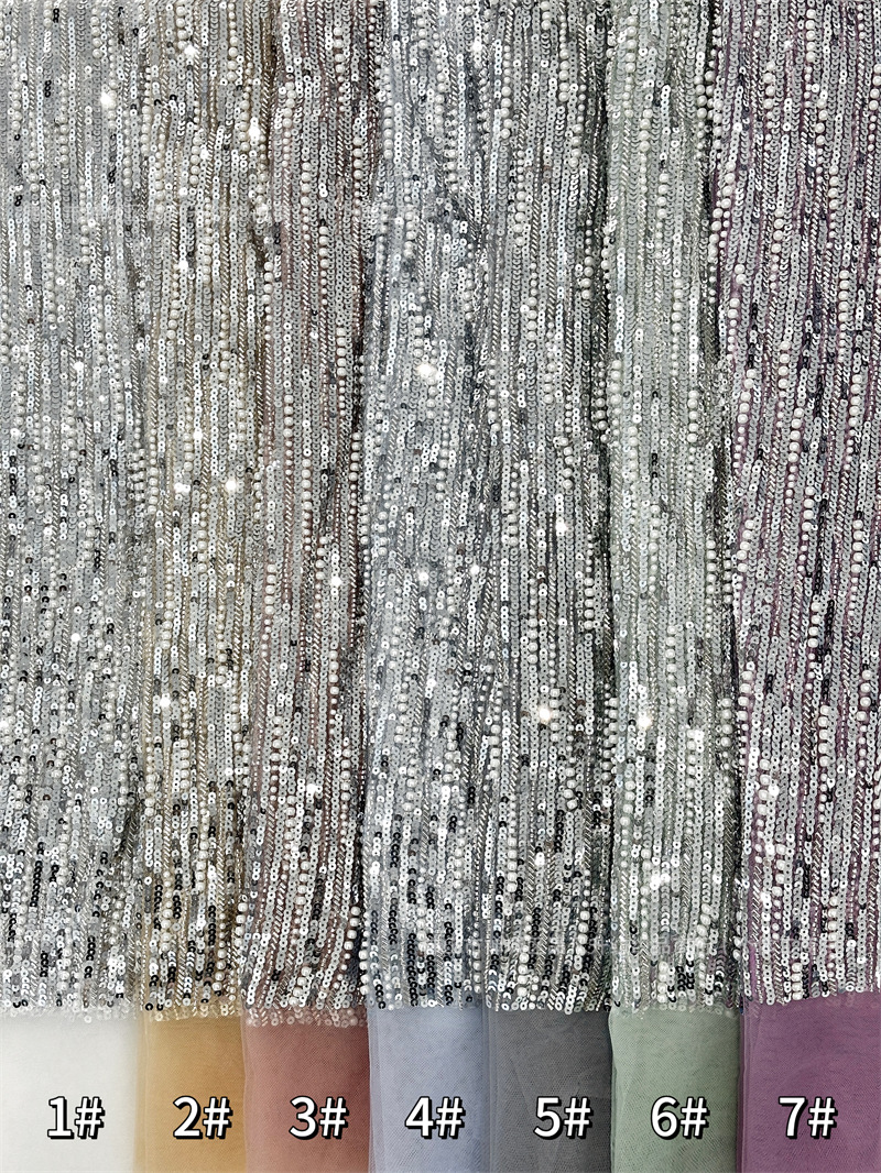 Fabricante al por mayor nuevo tejido de cadena de perlas de lujo vestido de cena de moda bolsas accesorios tela