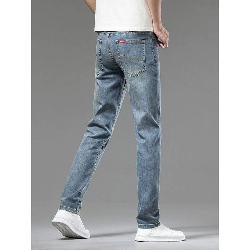 Summer thin loose straight jeans, elastic retro trousers, American style, loose fit, plus size