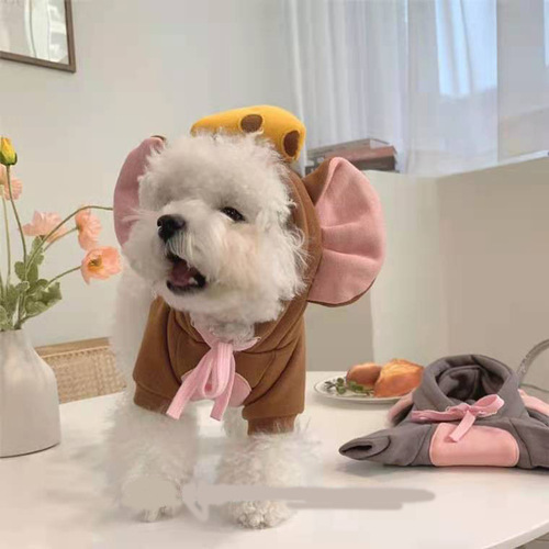 Pet Dog Cat Teddy French Bulldog Pomeranian Small and Medium Dogs Winter Sweatshirt Fleece Clothes Decorative Accessories