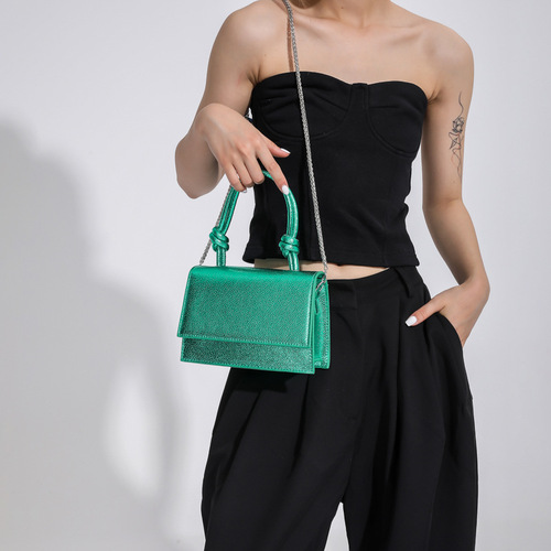 Cross-border texture chain bag 2024 spring new handbag litchi pattern shoulder bag simple versatile crossbody bag for women