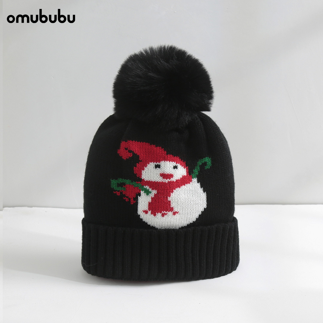 검은 눈사람 크리스마스 모자