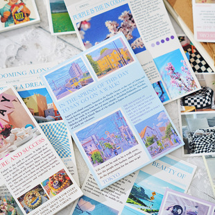 Warm Northern Hemisphere Handbook Material, Tearable Small Notebook, Retro Magazine Style Collage Decoration, Note Background Paper