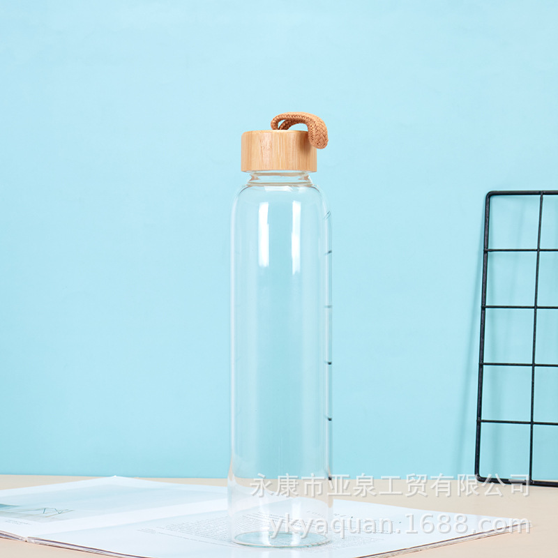 Nuevo vidrio de borosilicato transparente grueso de doble capa, taza de agua de vidrio de té de flores portátil para exteriores, logotipo de impresión de regalo