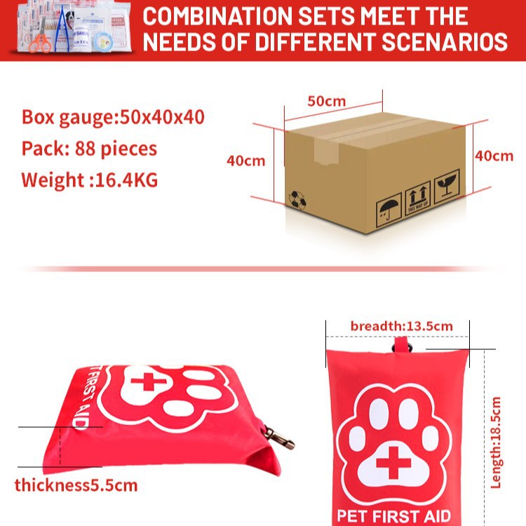 EHBO-set voor huisdieren (katten en honden), opbergtas voor wondverzorging, buitengebruik_voghion.com