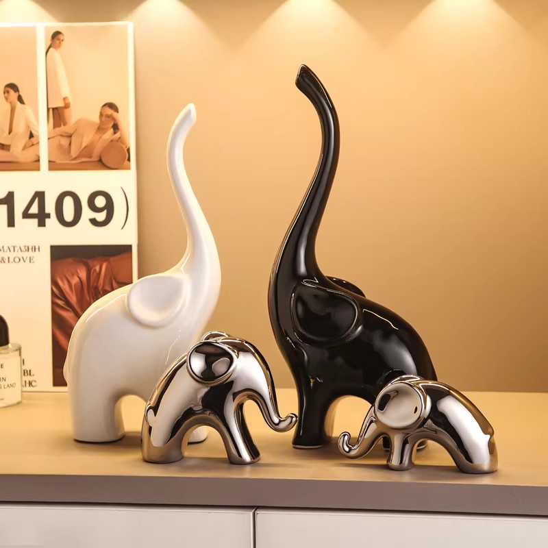 Light luxury high-end silver-plated ceramic decoration home living room wine cabinet TV cabinet decoration creative desktop entrance decoration