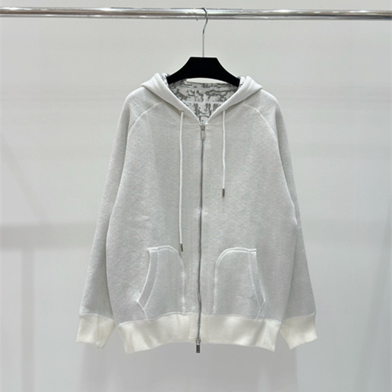 High-End 25 Autumn/Winter New Knit Zip-Up Hoodie, Reversible, Loose Fit, Jacquard Letter Design, High-Quality, Unisex