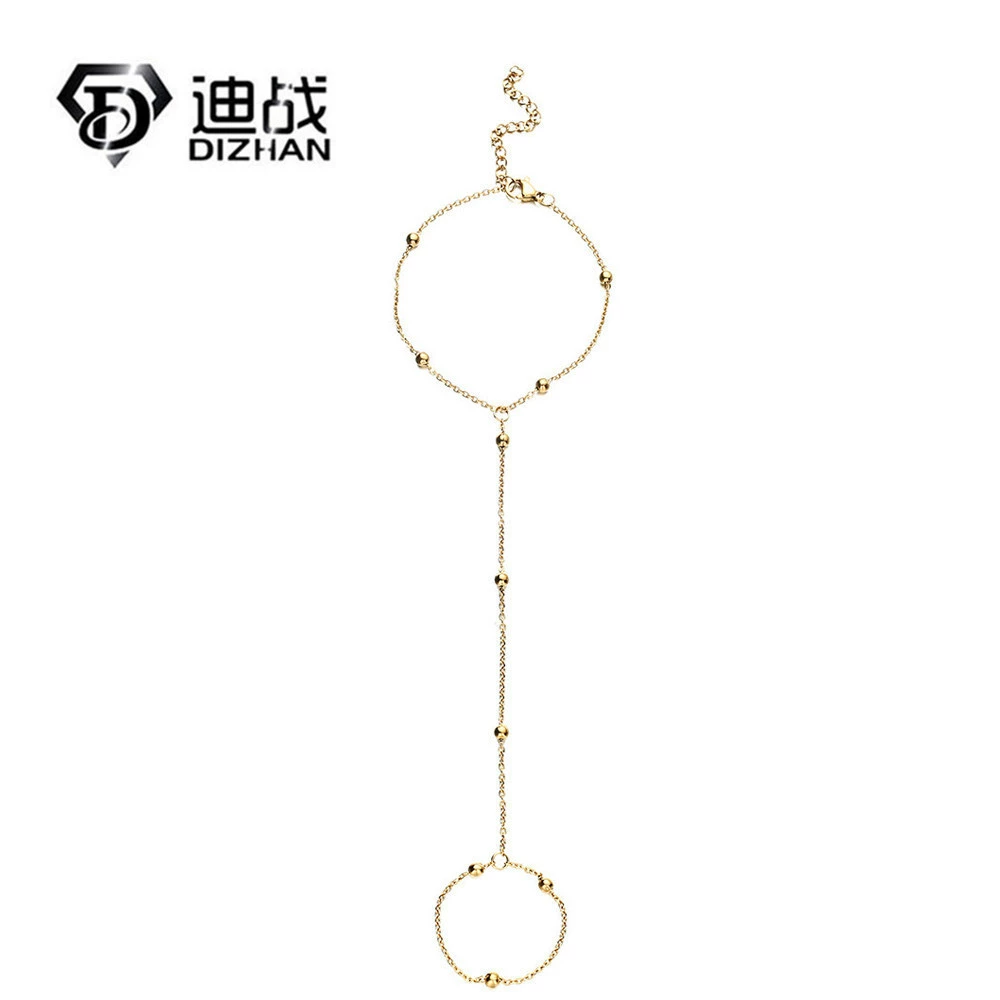 Европейская и американская мода простой Изысканный Минималистский браслет из нержавеющей стали Baita с кольцом-цепочкой из бусин