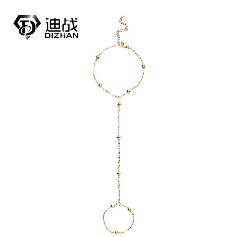 European and American Fashion Simple Baita Stainless Steel Exquisite Minimalist Bead Chain Ring Slave Bracelet