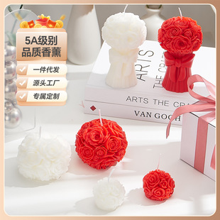 Rose Flower Ball Candle Aromatherapy Style Scented Candle Aromatherapy Ins Aromatherapy Accompanying Gift Candle for Hair