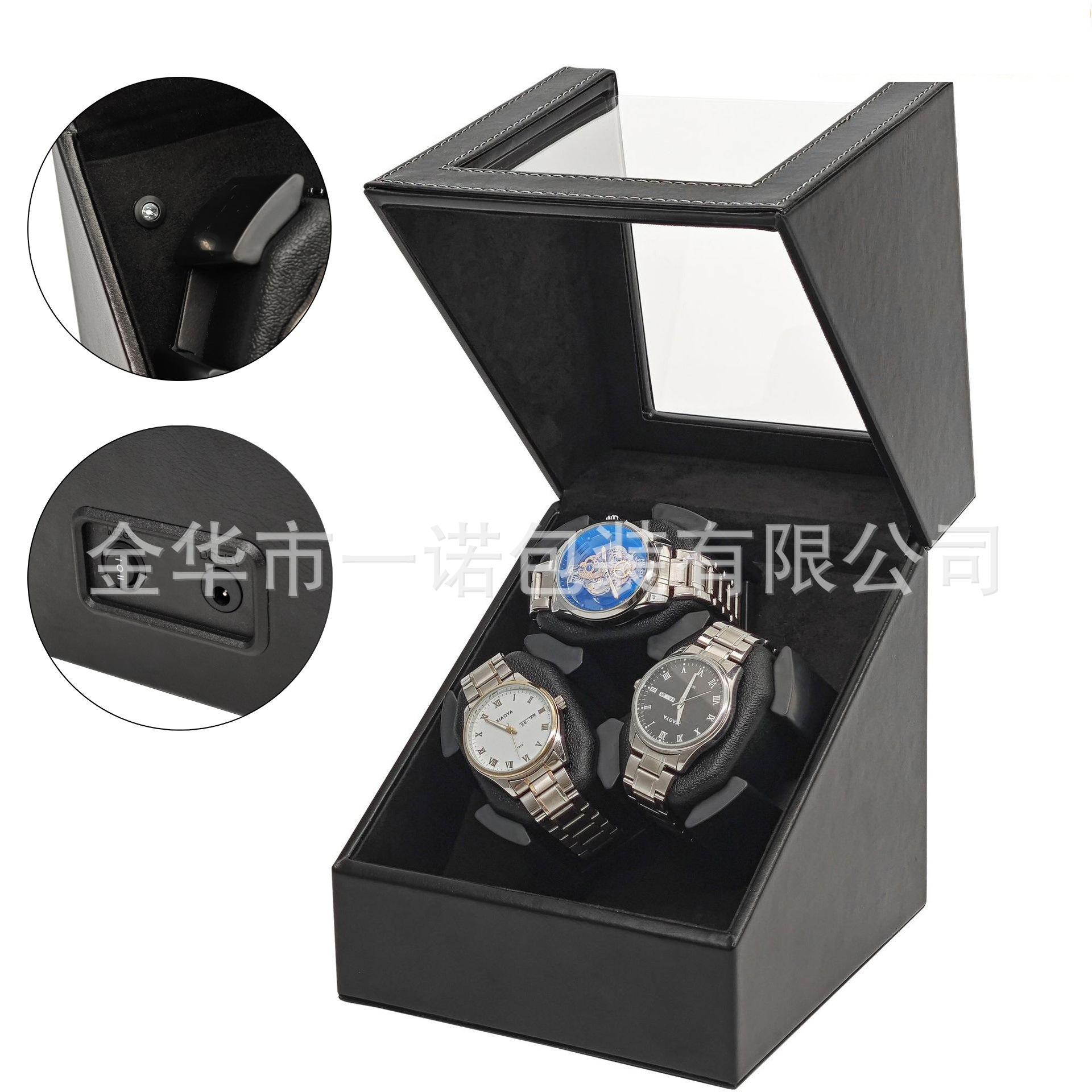 批发皮质全智能3表位机械表摇表器三表位上链盒开盖自停主动静音