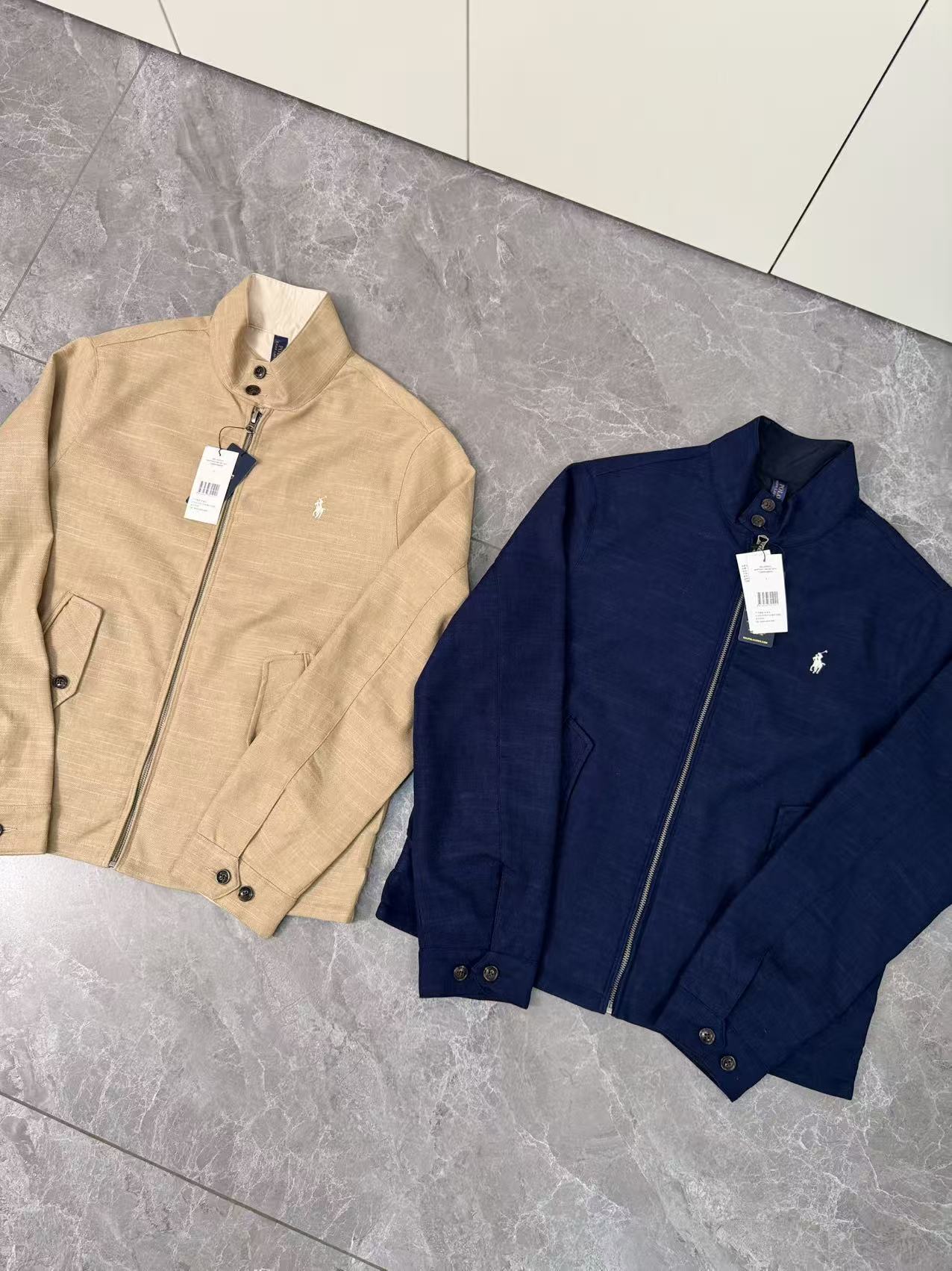 2025 primavera y otoño RL Laff lino doble cara retró cuello vertical chaqueta casual de doble botón