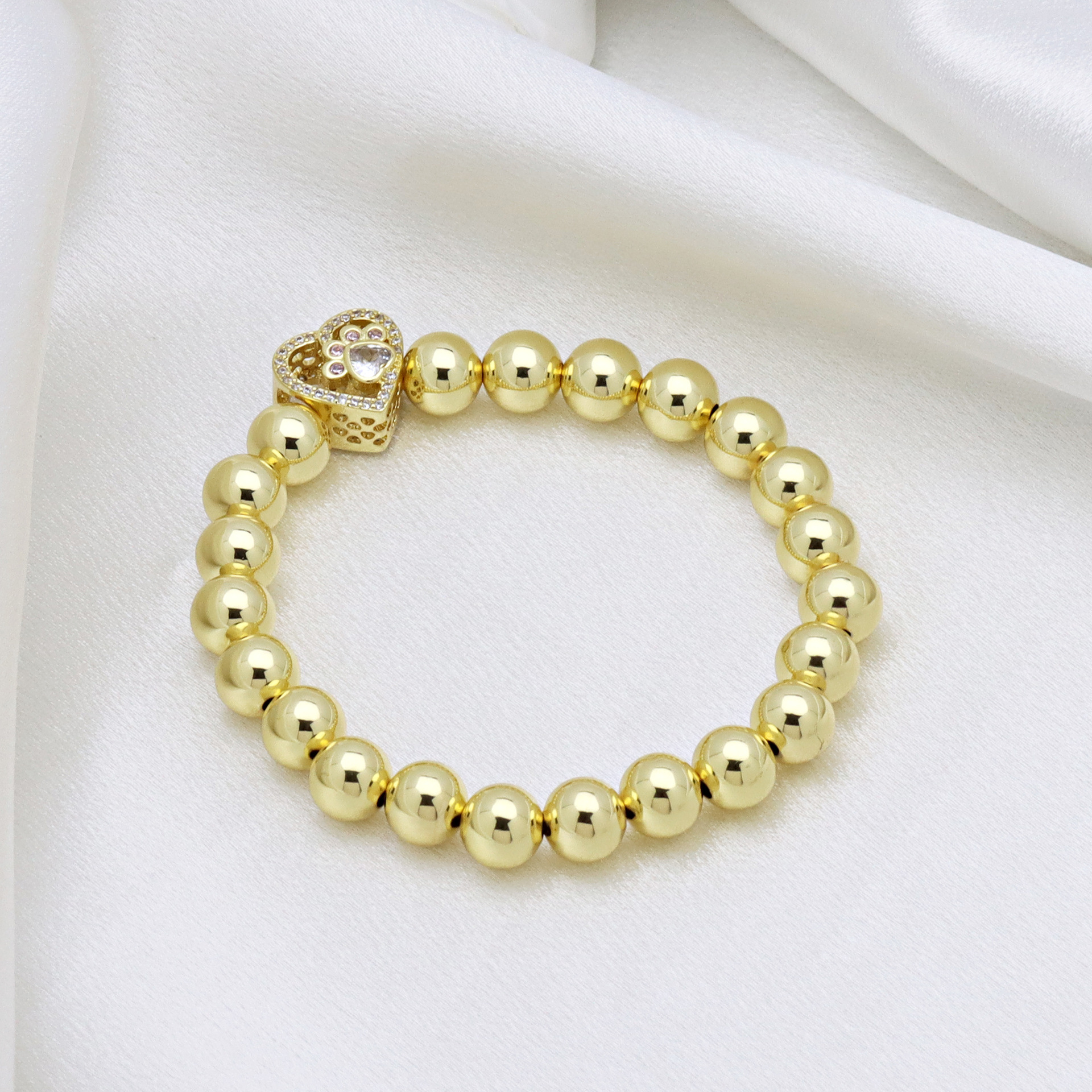 Zircon Inlay Material Copper Beaded Enamel Inlay Heart Shape Zircon Bracelets