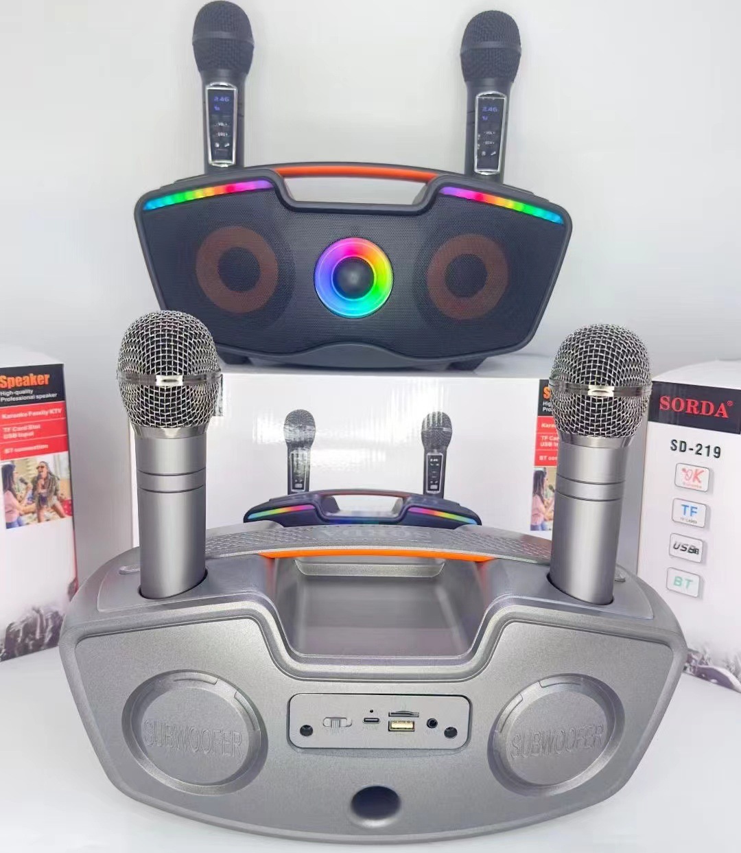 Cassa karaoke bluetooth con due microfoni per ktv in casa_voghion.com