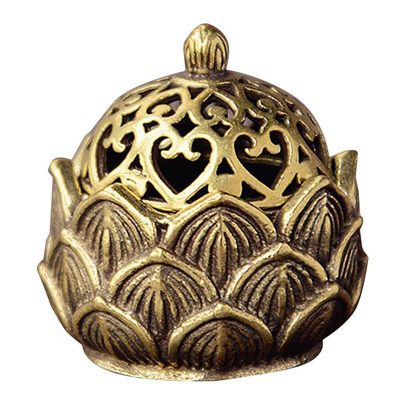 Home decoration hollow lotus incense burner incense offering coffee table decoration mini incense burner incense insert copperware Amazon