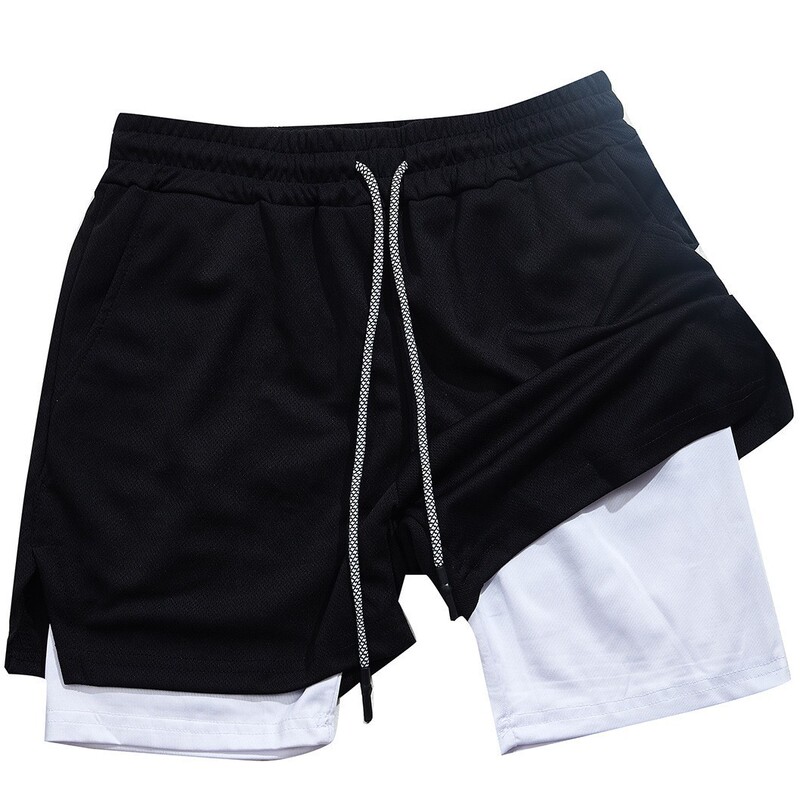 Cross-border Summer Sports Shorts Men's Double-layer Quick-drying Breathable Squat Jogging Exercise Casual Pants Basketball Shorts