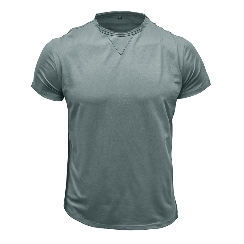 Men's Solid Colour Round Neck Short Sleeve T-shirt Summer Top_voghion.com
