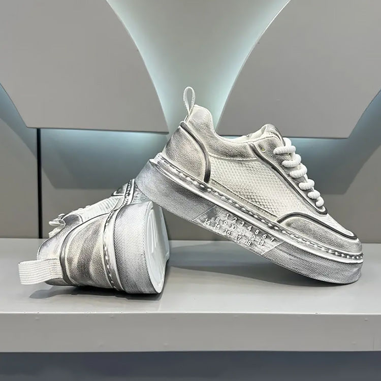 Pánské letní boty s tlustou podrážkou, prodyšnou síťovinou, ležérní, všestranné, jednoduché a krásné bílé, léto 2024_voghion.com