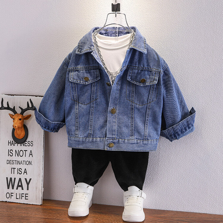 Boys back bear 2024 Spring Autumn new children's cool and trendy jacket boys denim clothing trend_voghion.com
