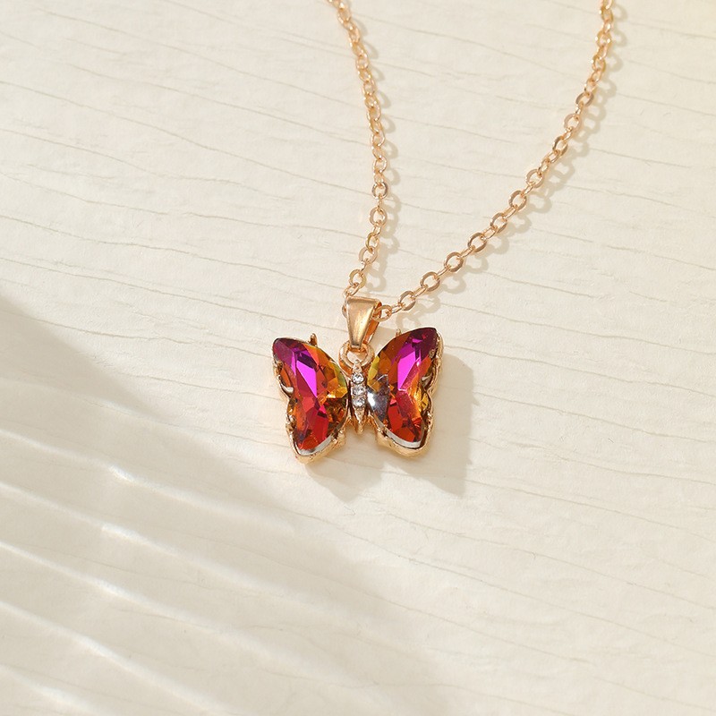 Ventas transfronterizas calientes coloridas 3 piezas de aretes collar anillo de moda europea y americana mariposa elegante collar de diamantes para mujeres image 13