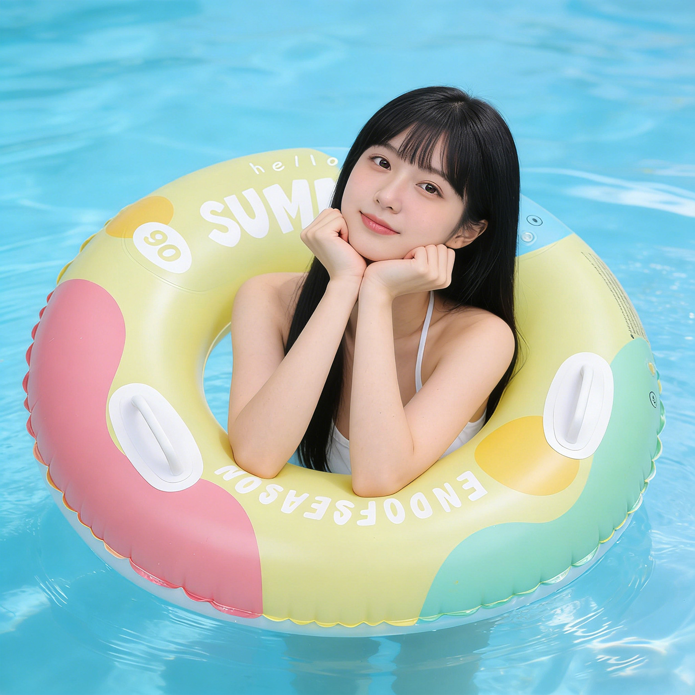 Anillo de natación para adultos con bolsas de aire dobles para hombres y mujeres con anillo de salvavidas anti-rollback para principiantes con anillo de flotación inflable en agua