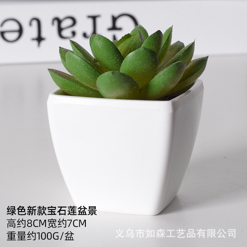 Simulación de plástico carnoso bonsai flor falsa combinación oficina interior escritorio plantas verdes pequeños adornos plantas artificiales al por mayor image 39
