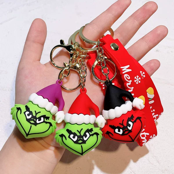 Christmas Grinch Keychain Pendant Christmas Tree Green Furry Monster Decoration 2022 Grinch Doll