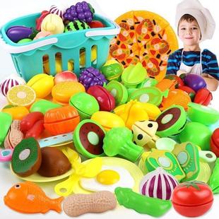 Role-Playing Fruit Cutting Toys for Children, Plastic Fruit and Vegetable Cutting Toys for Boys and Girls, Silk Flowers Without
