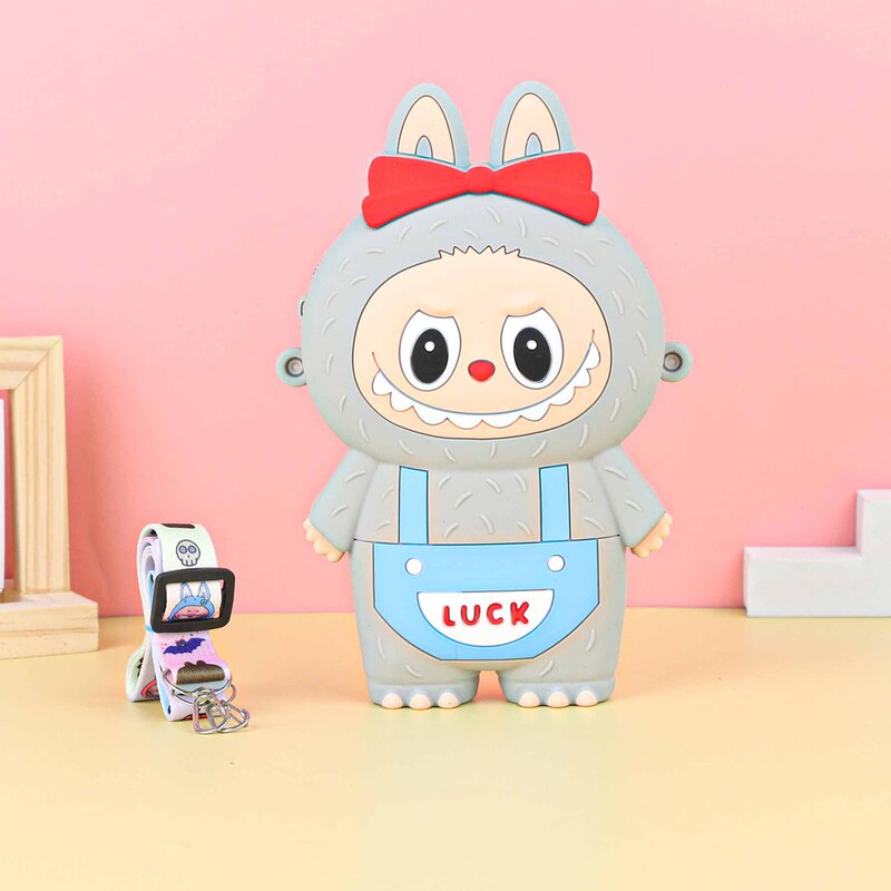 Labubu シリコーン携帯電話バッグ漫画かわいい誕生日ギフト弓シリコーン小銭入れハイエンドクロスボディバッグ|undefined