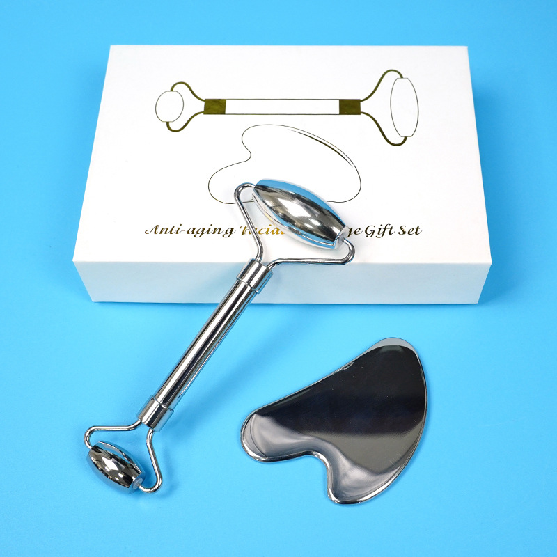 Palillo de masaje de aleación de zinc de jade verde para hombres y mujeres palo de masaje práctico pequeño palo de masaje bidireccional disponible al por mayor