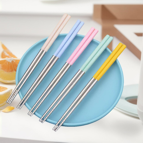 Wheat straw 304 stainless steel chopsticks color chopsticks national trend cross-border e-commerce chopsticks color wholesale Jieyang