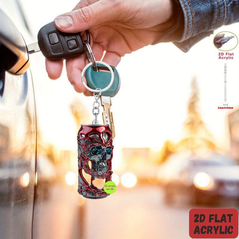 Cross Border New Acrylic Keychain Gothic Skull Design Perfect for Phone Car Backpack and Wallet