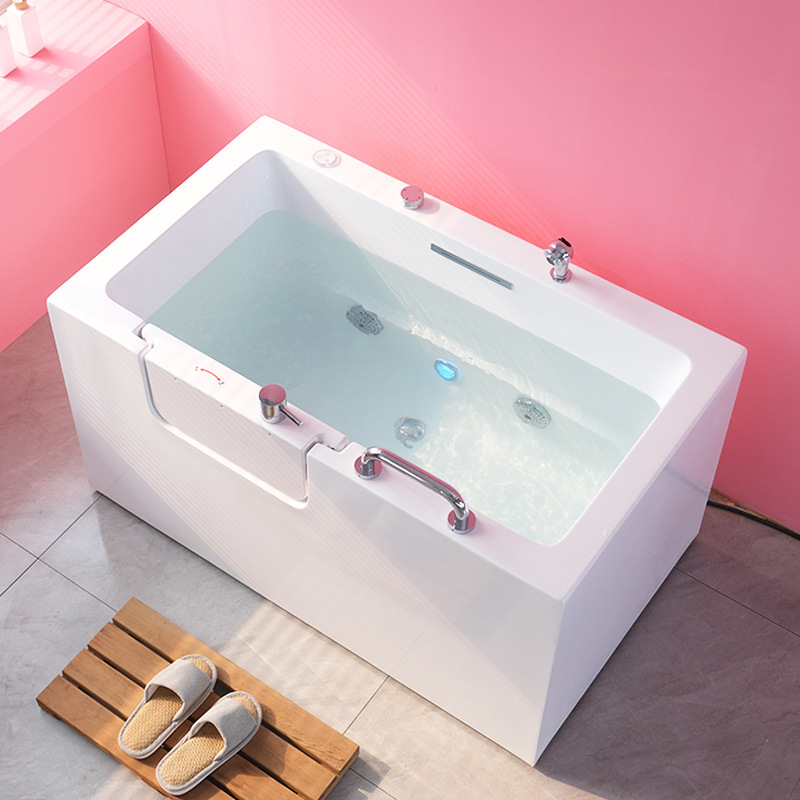 Walk-In Bathtub for the Elderly, Small Apartment Open-Door Bathtub, Whirlpool Massage Bathtub, Small Freestanding Soaking Bathtub