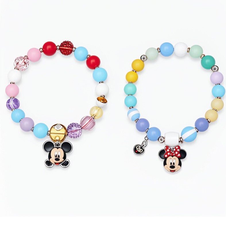 Cross-border Hot Selling European and American Beaded Sanrio Mickey Mouse Mickey Couple Bracelet Cute Children's Creative Charm Jewelry