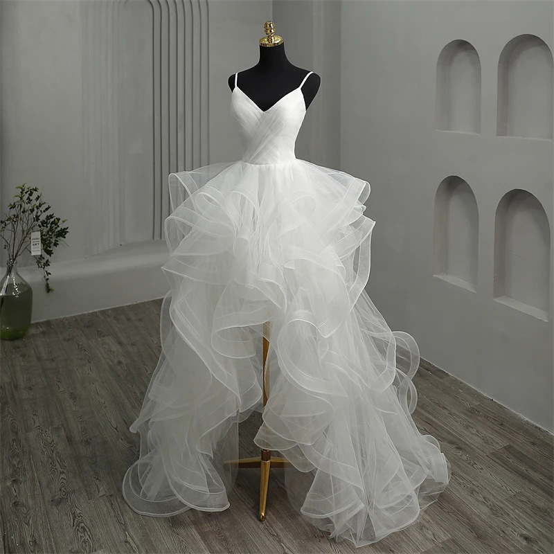 New Short Front and Long Light Rear Wedding Dress Bride Elegant Simple Super Fairy Dream Tour Shaped Door Yarn Deep V Sexy Dress New Short Front and Long Light Rear Wedding Dress Bride Elegant Simple Super Fairy Dream Tour Shaped Door Yarn Deep V Sexy Dress