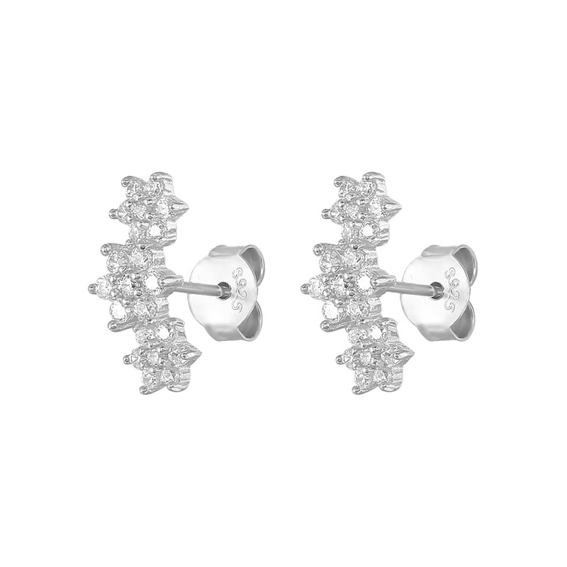 1 Pair Simple Style Cactus Moon Flower Plating Inlay Sterling Silver Zircon 18k Gold Plated Ear Studs display picture 42