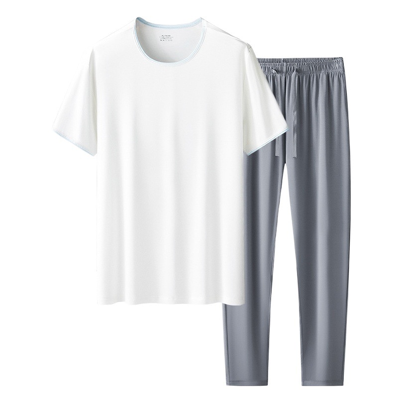 80 de doble cara modal de primavera y verano de los hombres ropa de casa traje de manga corta delgada pantalones se pueden usar fuera de pijama en stock