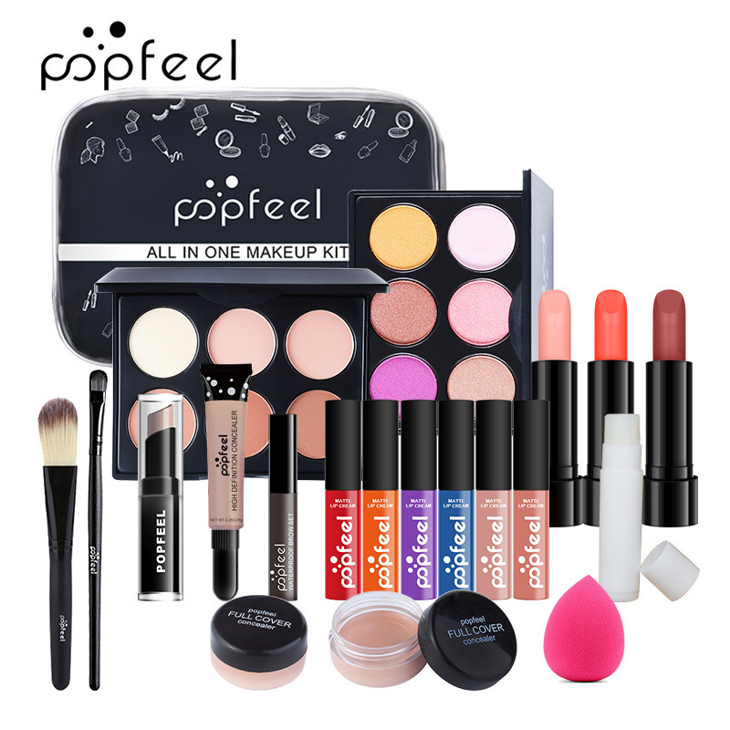 Traje europeo y americano sombra de ojos maquillaje conjunto completo principiante estudiante novato conjunto completo caja de regalo de maquillaje ligero combinación de cosméticos sombra de ojos