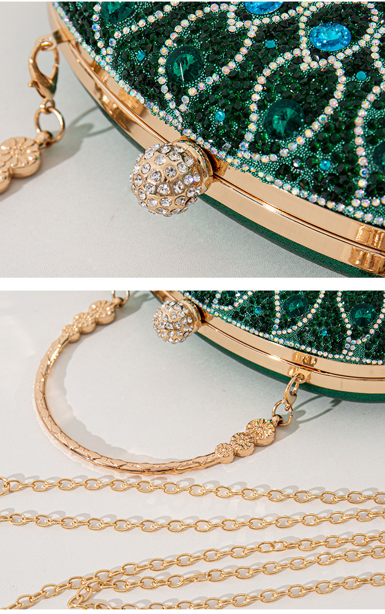 All Seasons Season Rhinestone Metal Peacock Oval Evening Bags