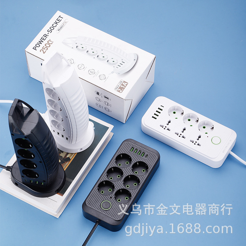 6孔8孔外贸出口外销欧式欧规欧标欧洲二圆插排插座插线板工厂直销