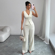 法式御姐范时尚百搭套装女装夏季高级感气质时髦干练阔腿裤两件套