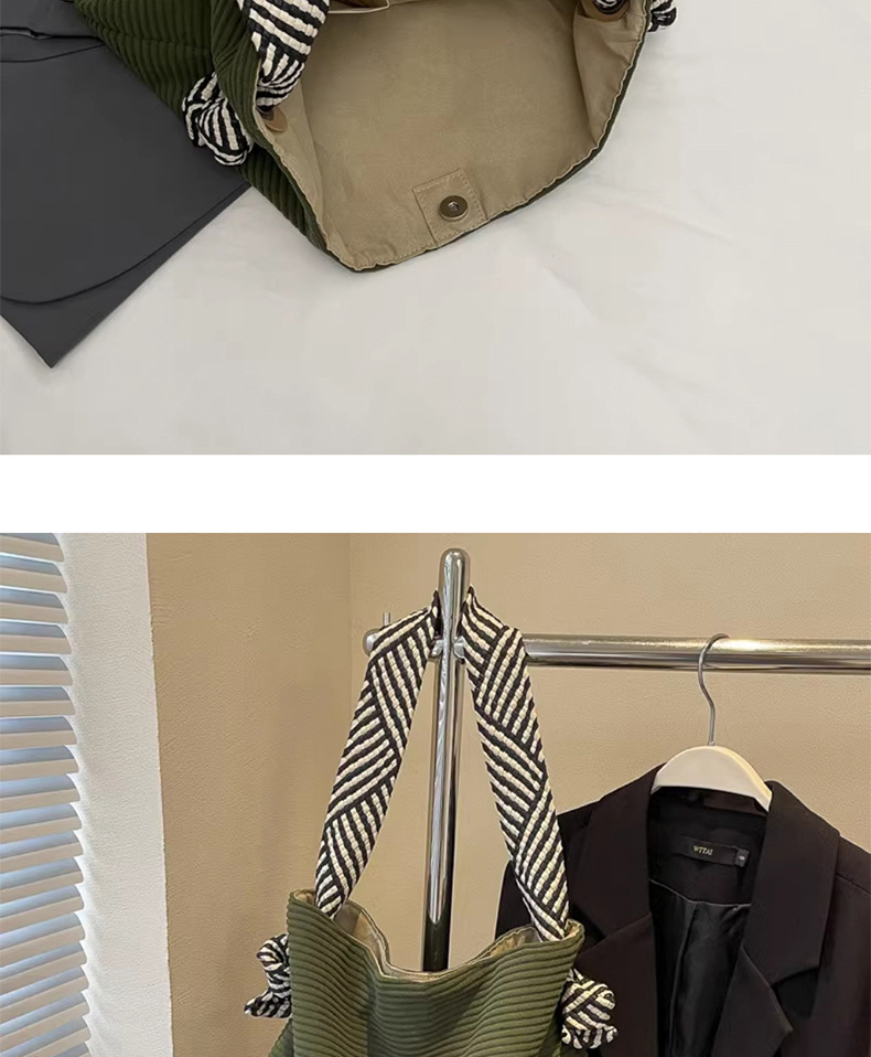 Túi tote vải canvas nữ cỡ lớn đi làm, đeo vai đơn kiểu mới mùa hè — Màu xanh lá chi tiết 10