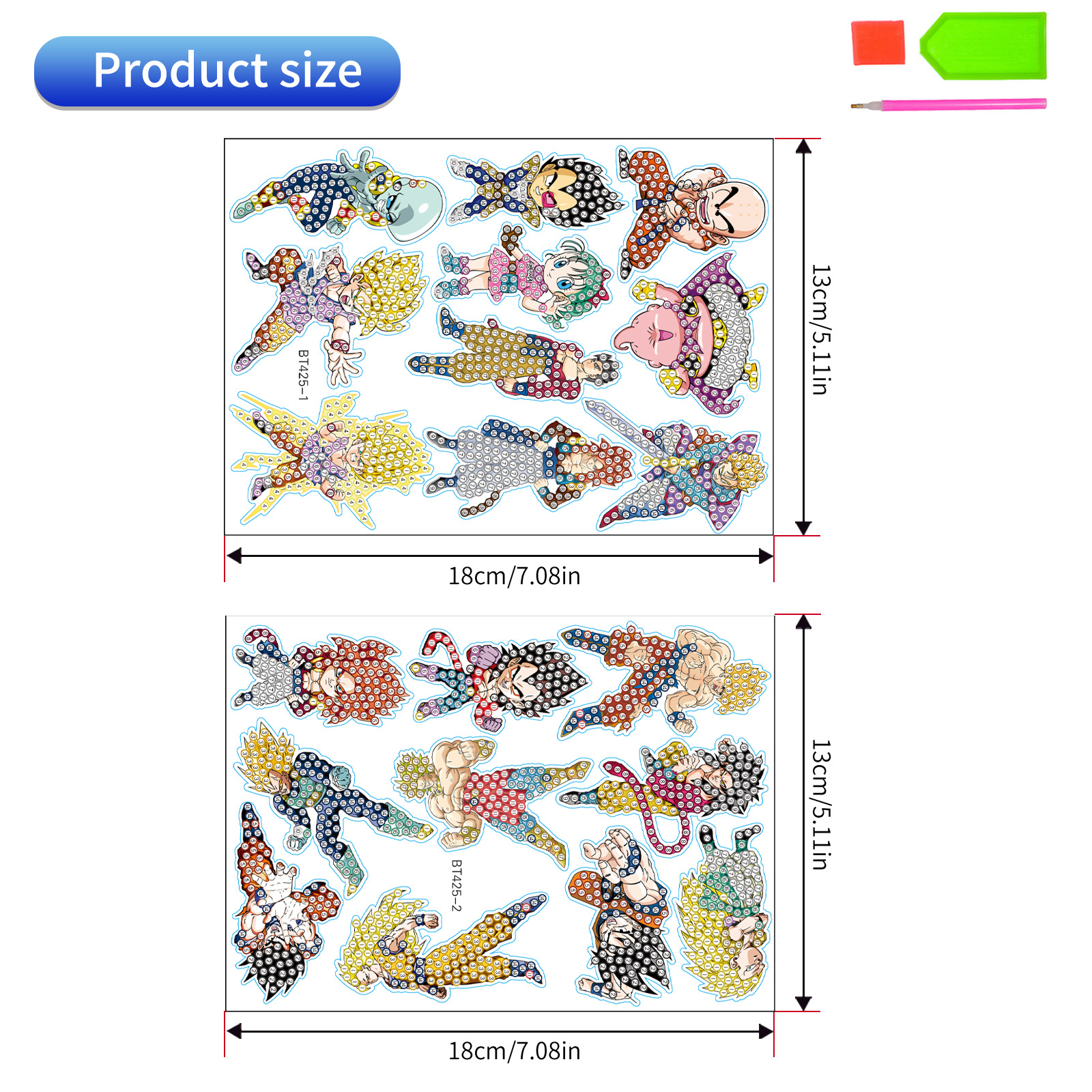 Venta caliente dibujos animados Saiyan diamante pintura pegatinas gratis DIY ladrillo pintura pegatinas de pared pegatinas hechas a mano cristal brillante diamante